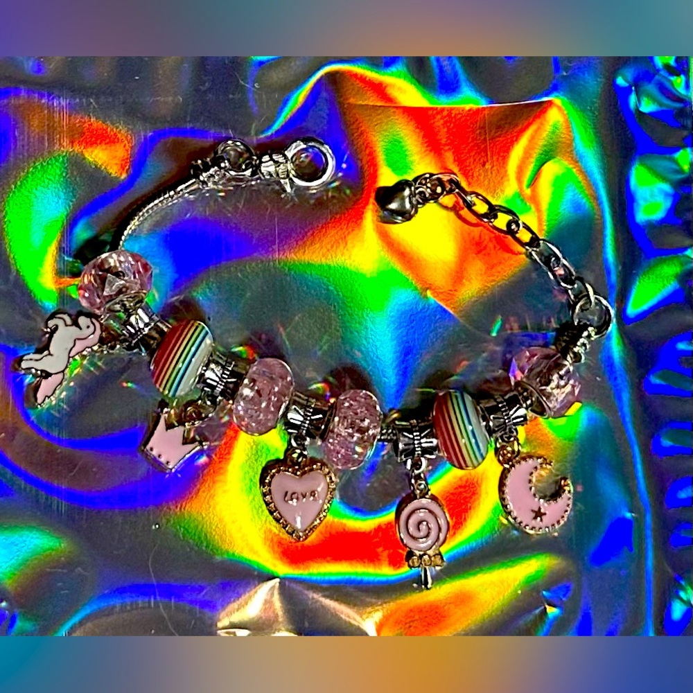 Charming Silver and Pink Bracelet ~ Handmade Jewelry